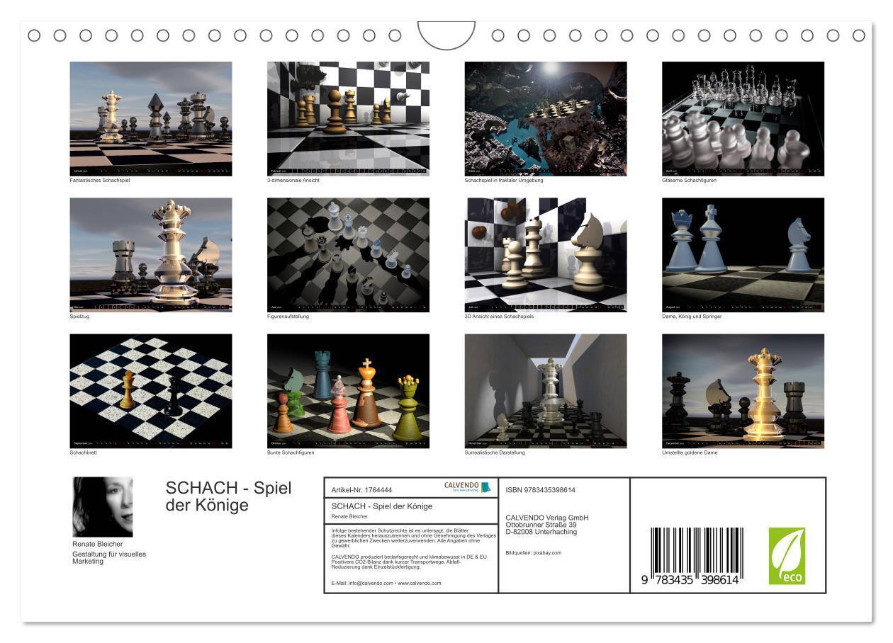 Bild: 9783435398614 | SCHACH - Spiel der Könige (Wandkalender 2025 DIN A4 quer), CALVENDO...