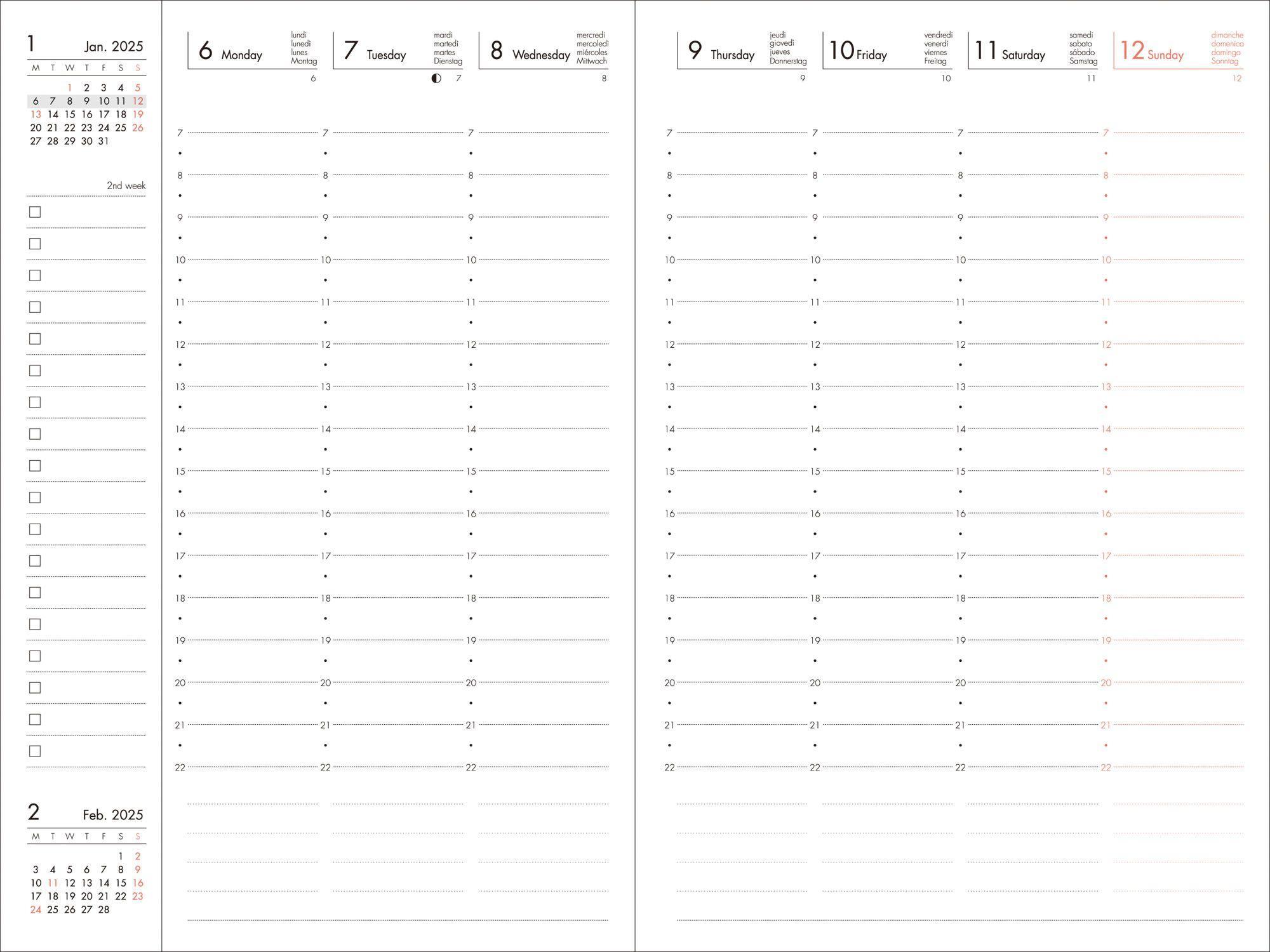 Bild: 4550045128253 | MARK'S 2024/2025 Taschenkalender B6 vertikal, Flower Pattern // Red