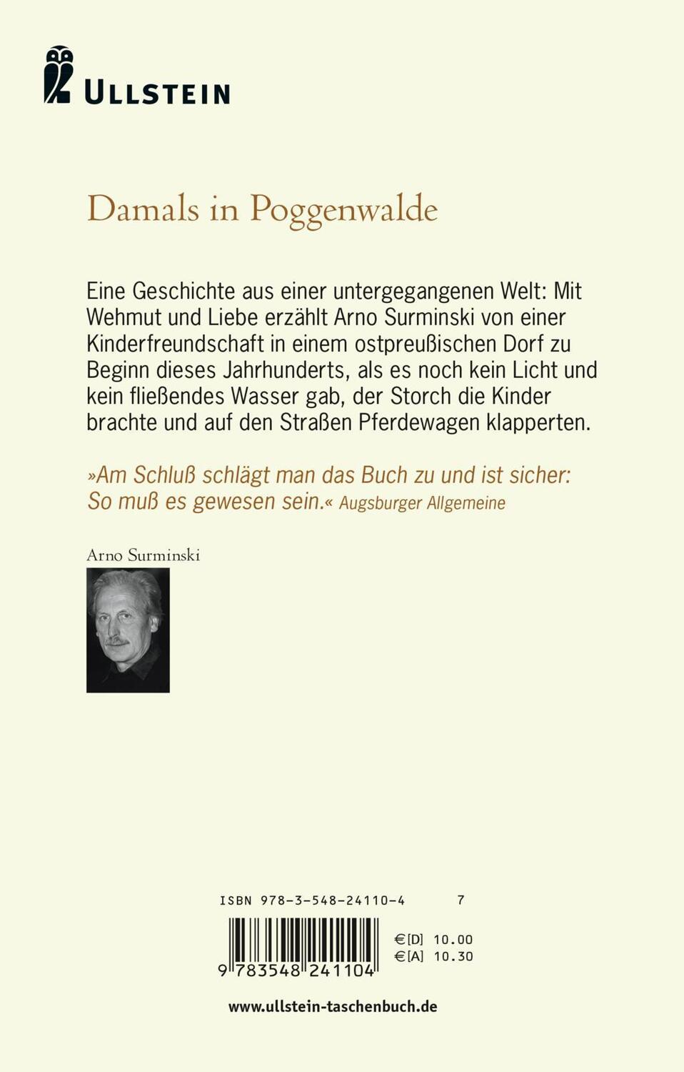 Rückseite: 9783548241104 | Damals in Poggenwalde | Arno Surminski | Taschenbuch | 144 S. | 1997