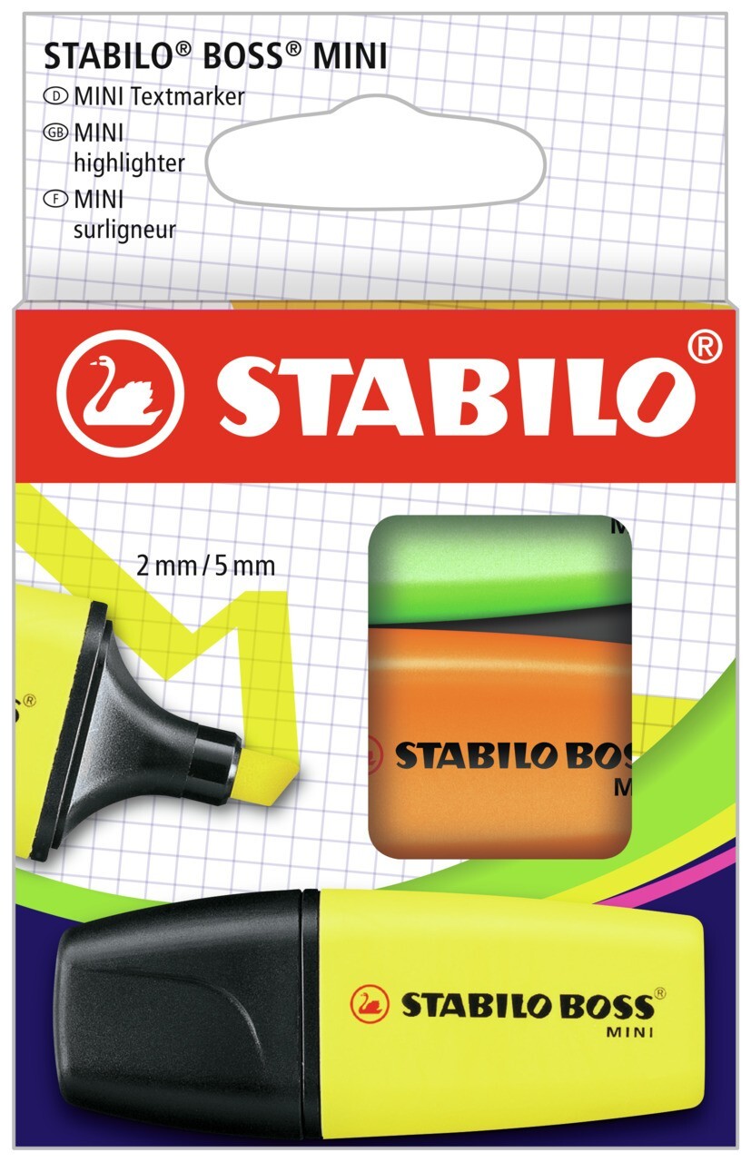 Cover: 4006381583053 | STABILO Marker BOSS MINI gelb, orange, grün, 3er Set | Stabilo