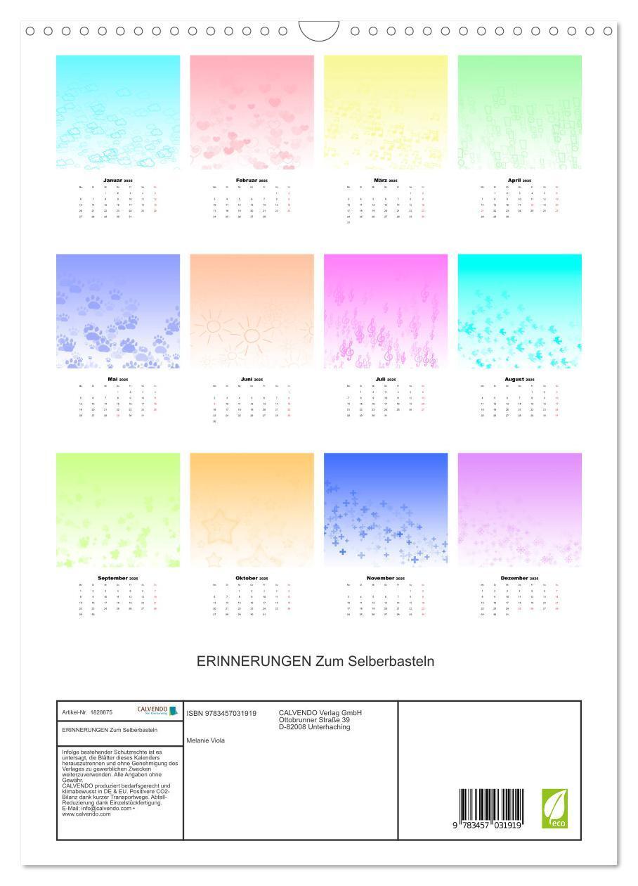 Bild: 9783457031919 | ERINNERUNGEN Zum Selberbasteln (Wandkalender 2025 DIN A3 hoch),...