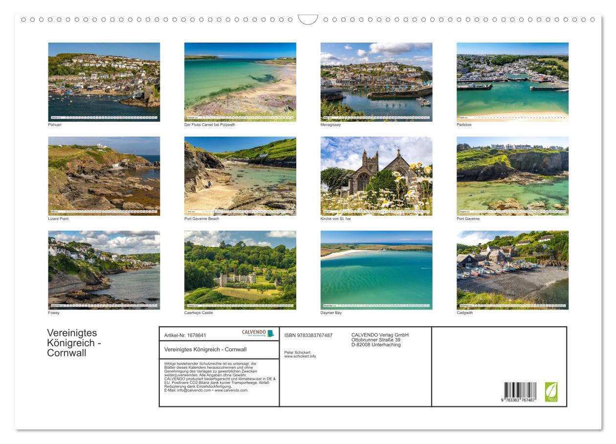 Bild: 9783383767487 | Vereinigtes Königreich - Cornwall (Wandkalender 2025 DIN A2 quer),...