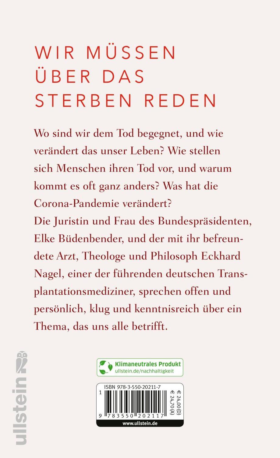 Rückseite: 9783550202117 | Der Tod ist mir nicht unvertraut | Elke Büdenbender (u. a.) | Buch