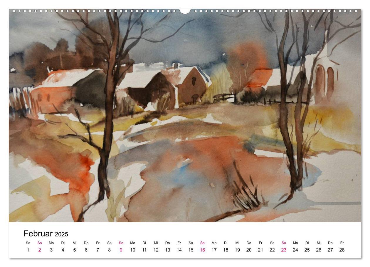 Bild: 9783435506279 | Mit Aquarellen durch das Jahr (Wandkalender 2025 DIN A2 quer),...