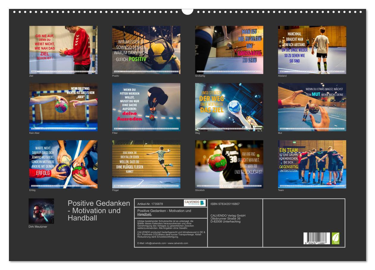 Bild: 9783435116867 | Positive Gedanken - Motivation und Handball (Wandkalender 2025 DIN...