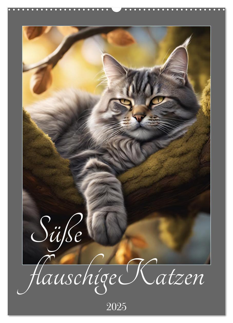 Cover: 9783435849260 | Süße flauschige Katzen (Wandkalender 2025 DIN A2 hoch), CALVENDO...