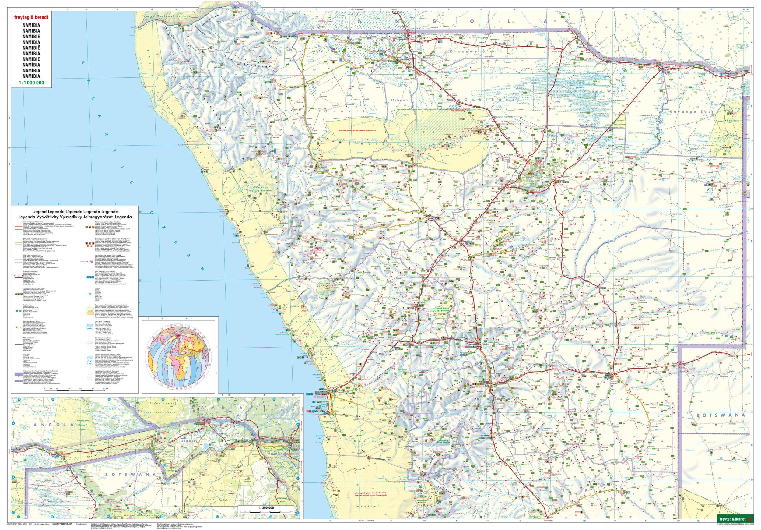 Bild: 9783707921984 | Namibia, Straßenkarte 1:1.000.000, freytag &amp; berndt | Freytag &amp; Berndt