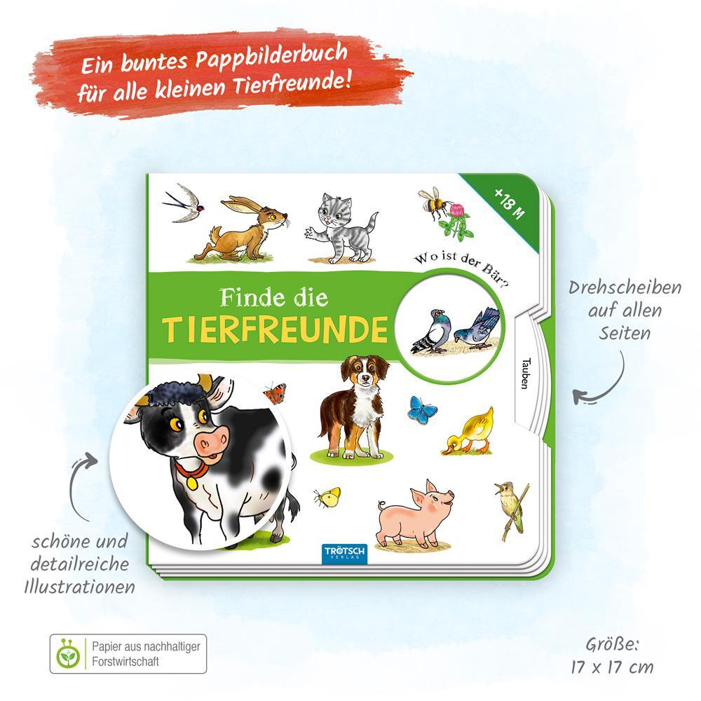 Bild: 9783965525559 | Trötsch Pappbilderbuch Finde die Tierfreunde | KG | Buch | 8 S. | 2021