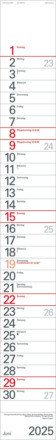 Bild: 9783731879541 | Streifenplaner Rot 2025 | Verlag Korsch | Kalender | 12 S. | Deutsch