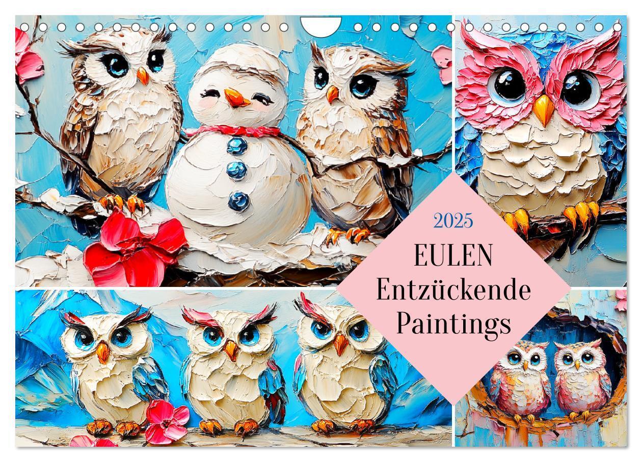 Cover: 9783457199008 | Eulen. Entzückende Paintings (Wandkalender 2025 DIN A4 quer),...