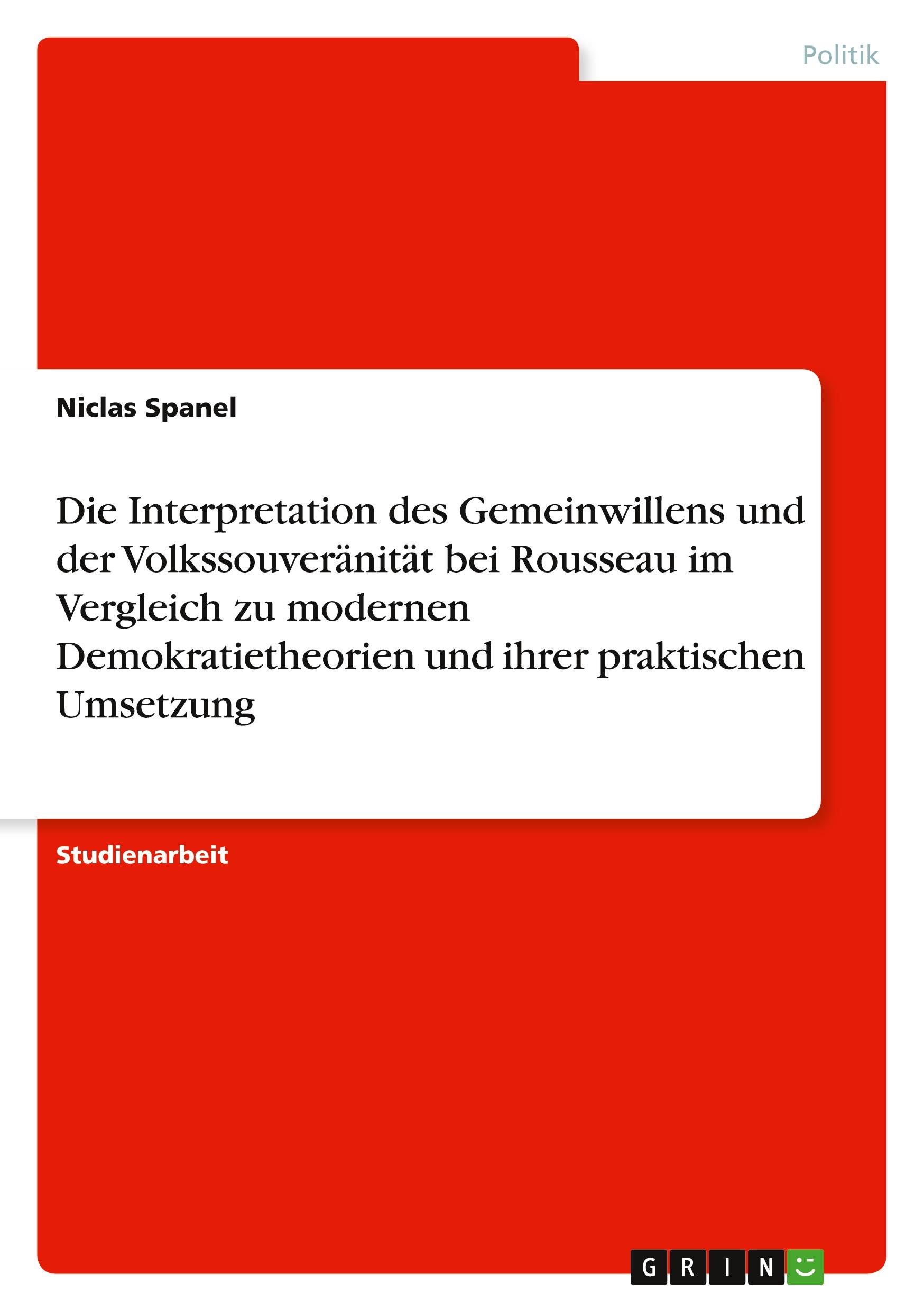 Cover: 9783346871268 | Die Interpretation des Gemeinwillens und der Volkssouveränität bei...