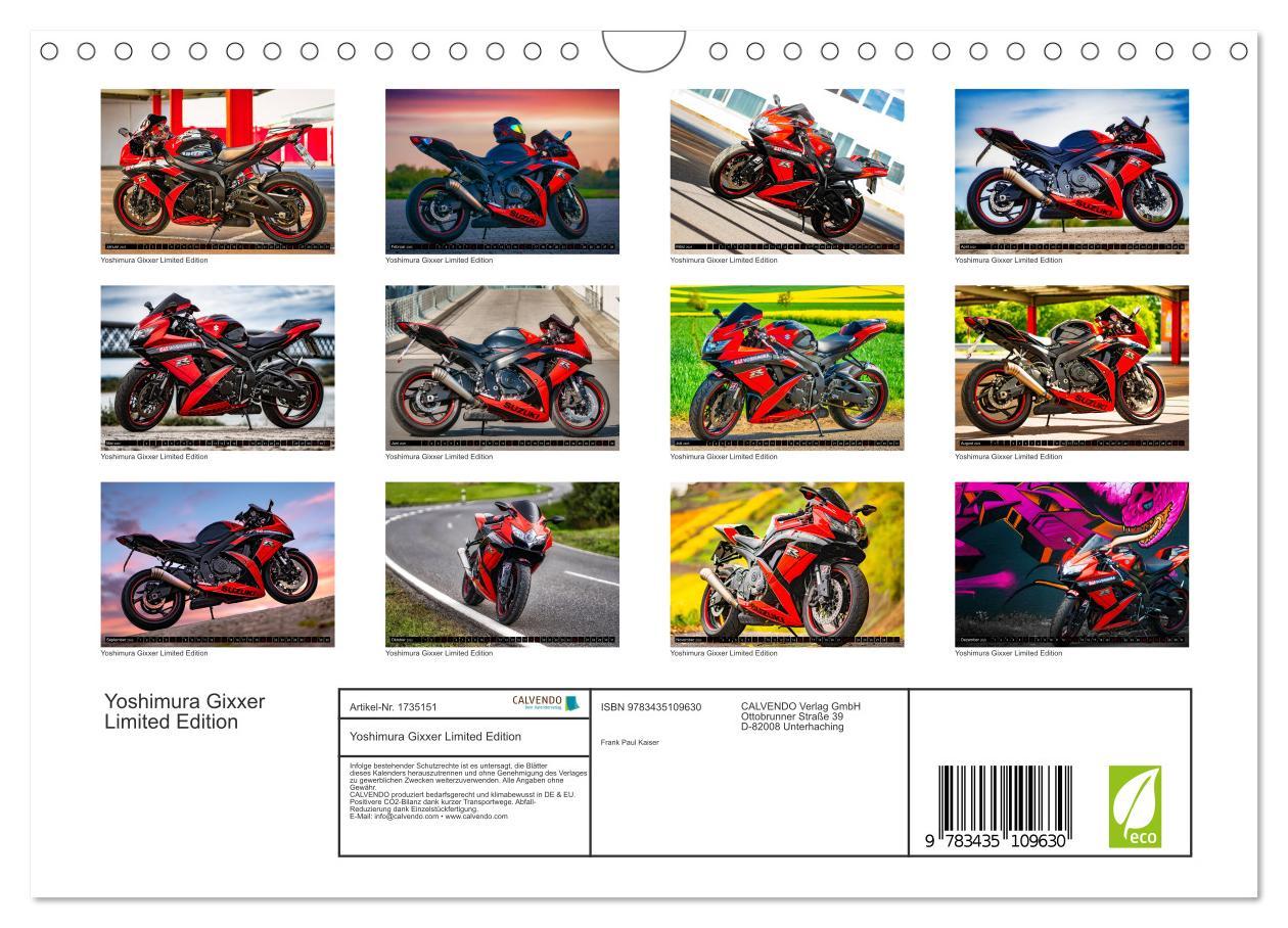 Bild: 9783435109630 | Yoshimura Gixxer Limited Edition (Wandkalender 2025 DIN A4 quer),...