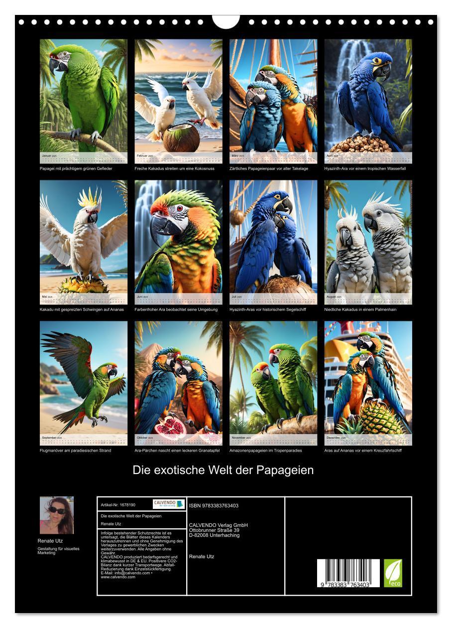 Bild: 9783383763403 | Die exotische Welt der Papageien (Wandkalender 2025 DIN A3 hoch),...