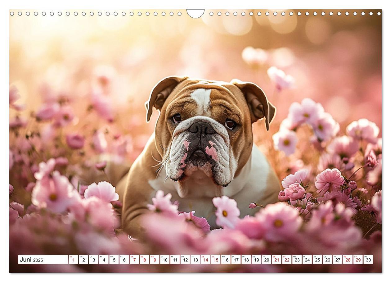 Bild: 9783383808067 | Englische Bulldoggen im Blütenmeer (Wandkalender 2025 DIN A3 quer),...