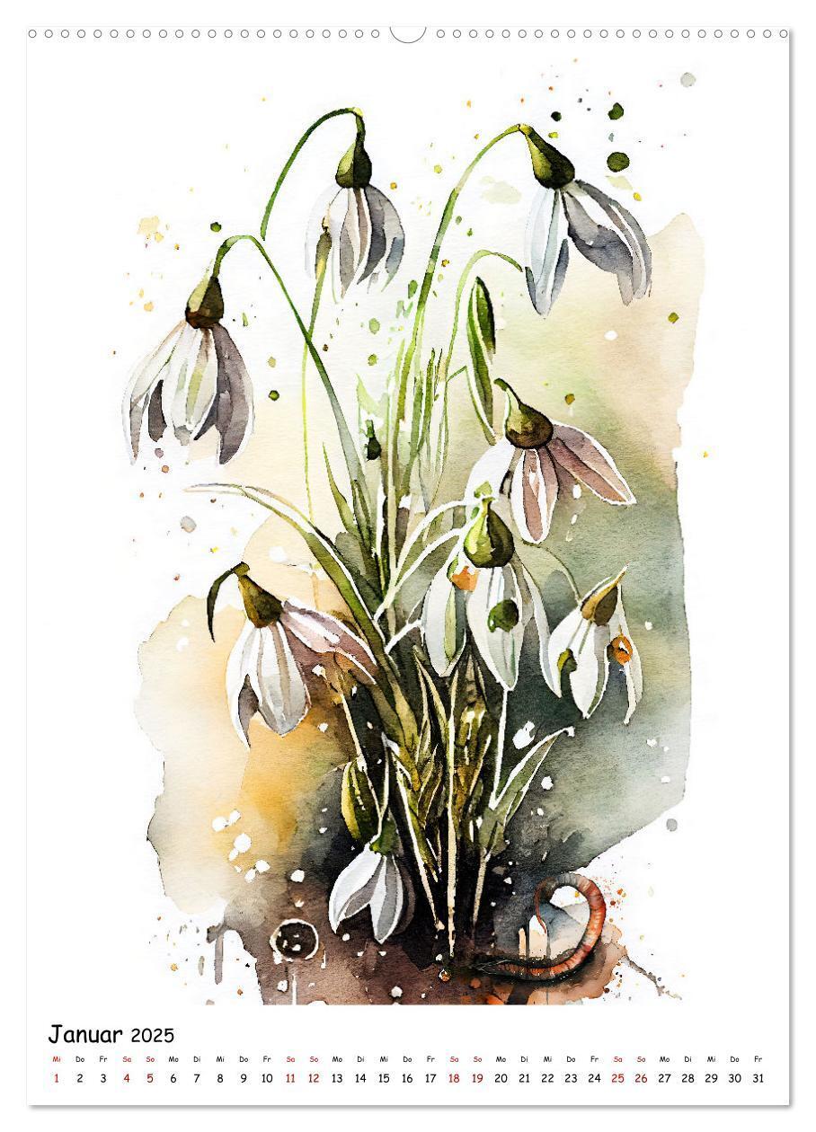 Bild: 9783435882182 | Aquarellmalerei - Blumen und Tiere im Garten (Wandkalender 2025 DIN...