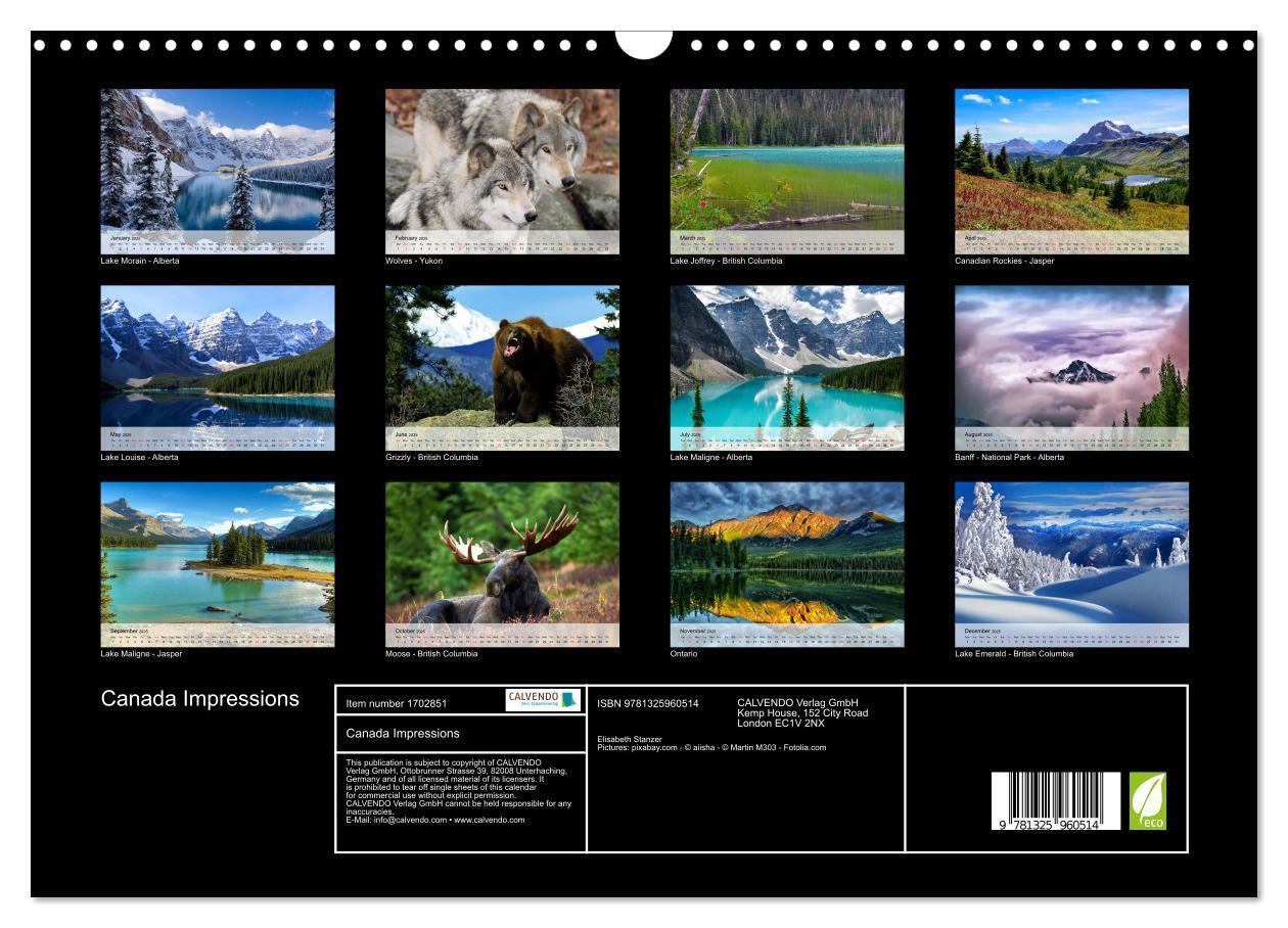 Bild: 9781325960514 | Canada Impressions (Wall Calendar 2025 DIN A3 landscape), CALVENDO...