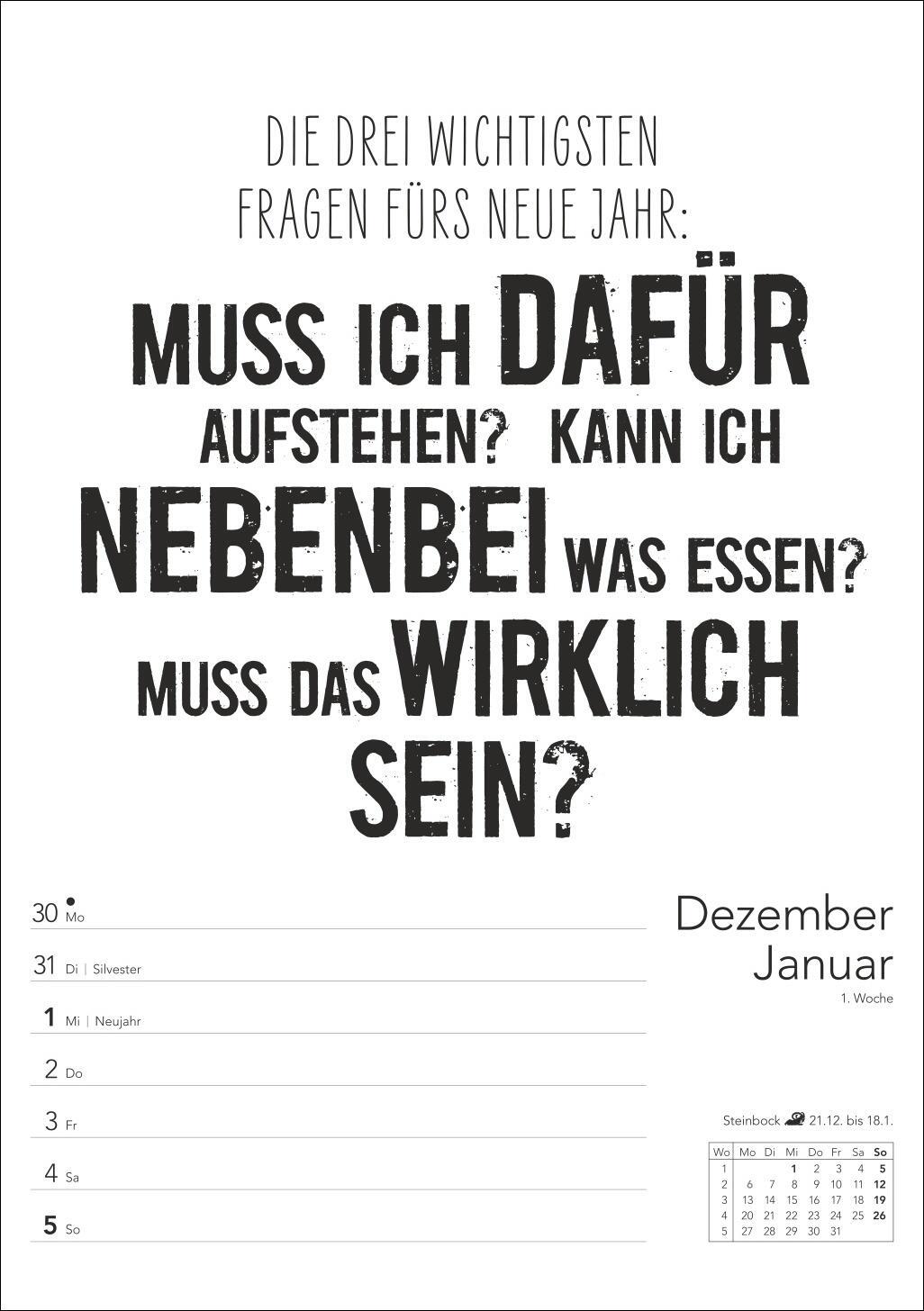 Bild: 9783840034626 | Typo-Sprüche-Kalender s/w Wochenplaner 2025 - mit 53 witzigen Sprüchen