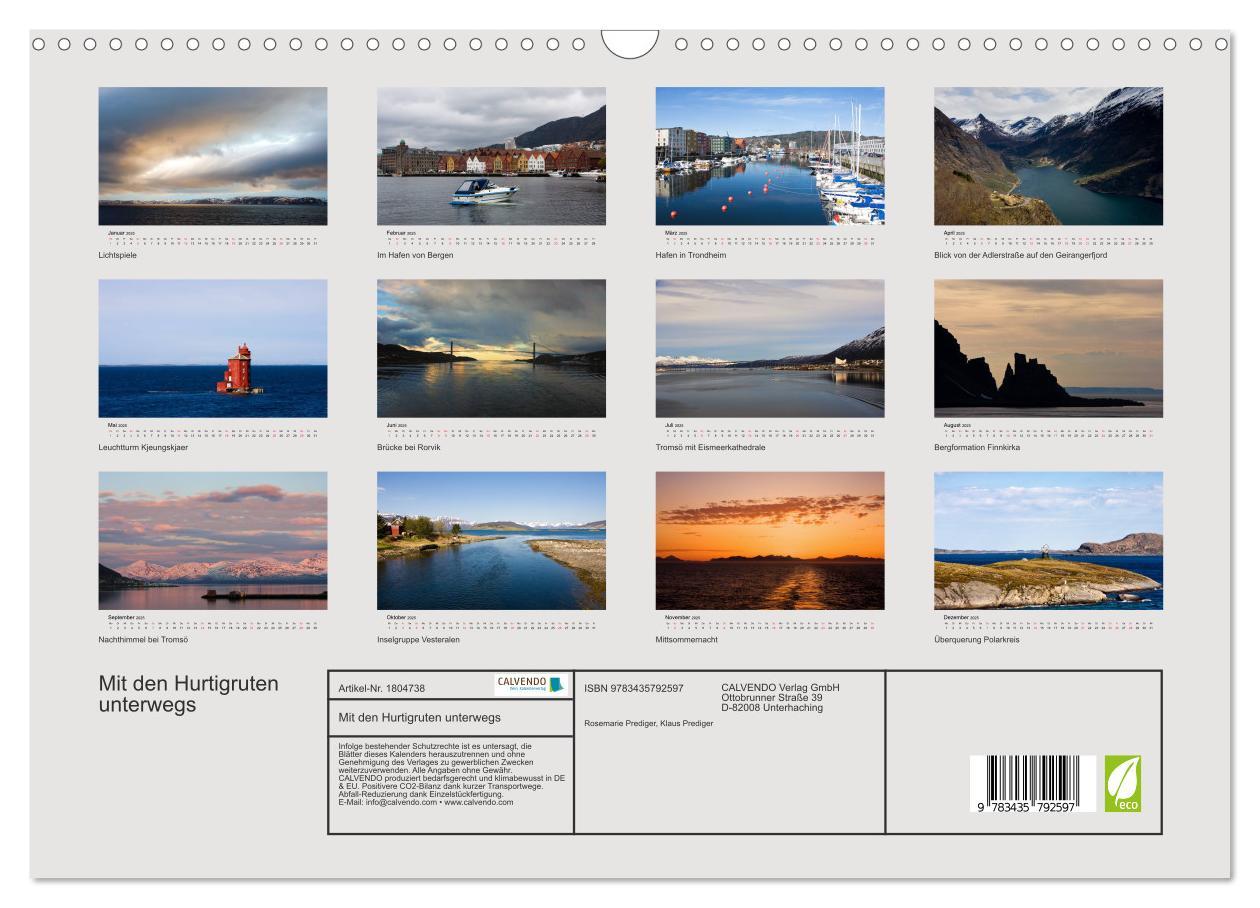 Bild: 9783435792597 | Mit den Hurtigruten unterwegs (Wandkalender 2025 DIN A3 quer),...