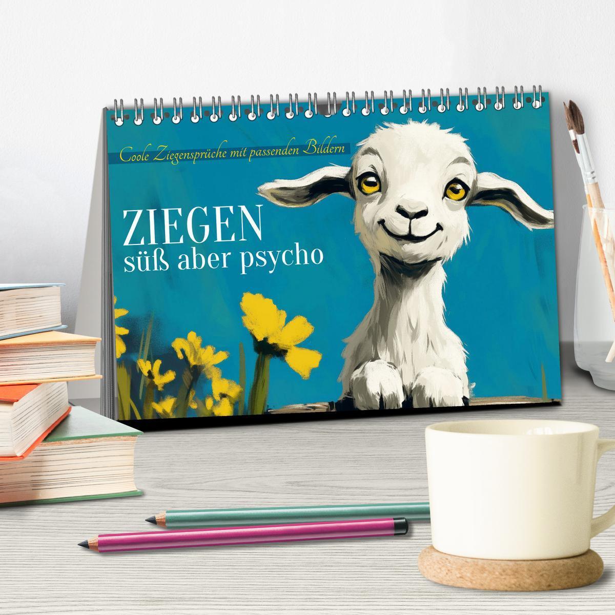 Bild: 9783457186169 | Ziegen, süß aber psycho (Tischkalender 2025 DIN A5 quer), CALVENDO...