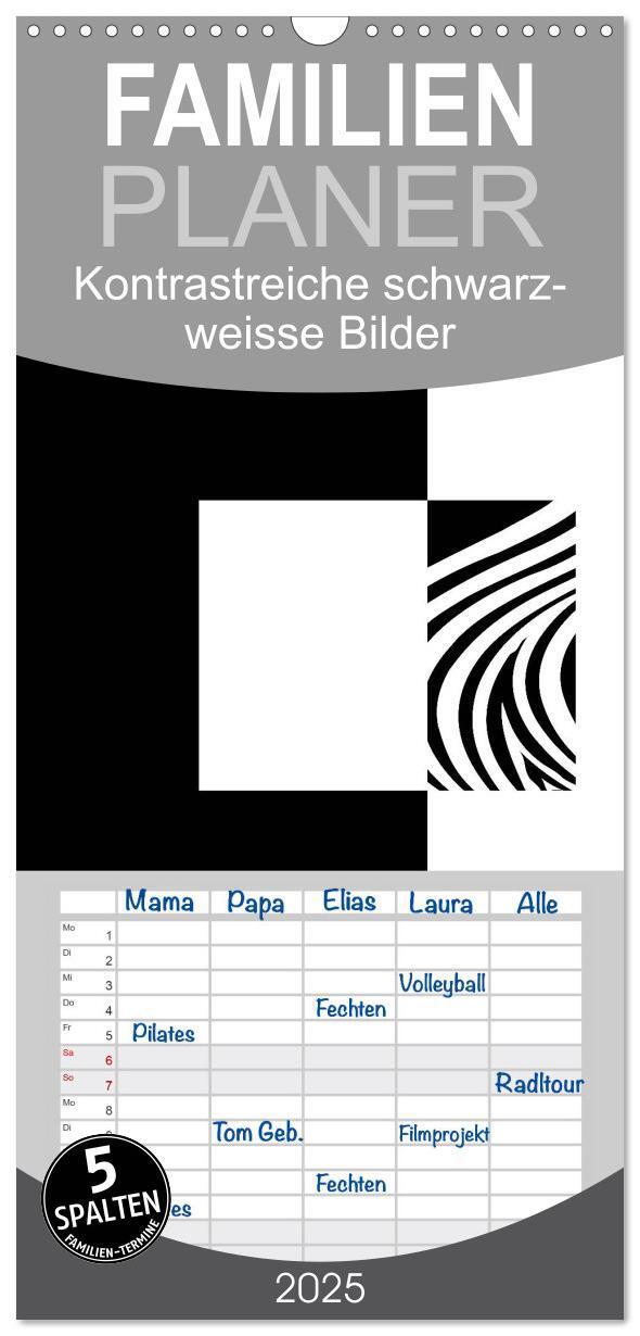 Cover: 9783457125403 | Familienplaner 2025 - Kontrastreiche schwarz-weisse Bilder mit 5...
