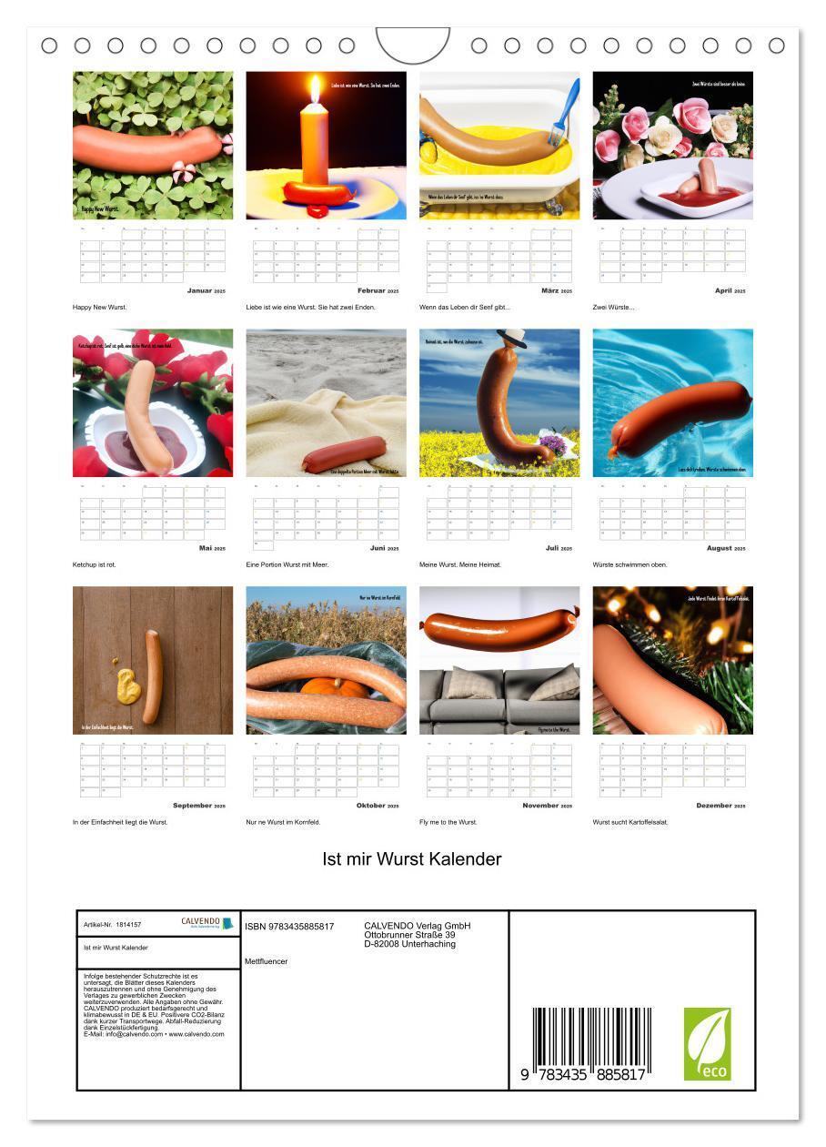 Bild: 9783435885817 | Ist mir Wurst Kalender (Wandkalender 2025 DIN A4 hoch), CALVENDO...