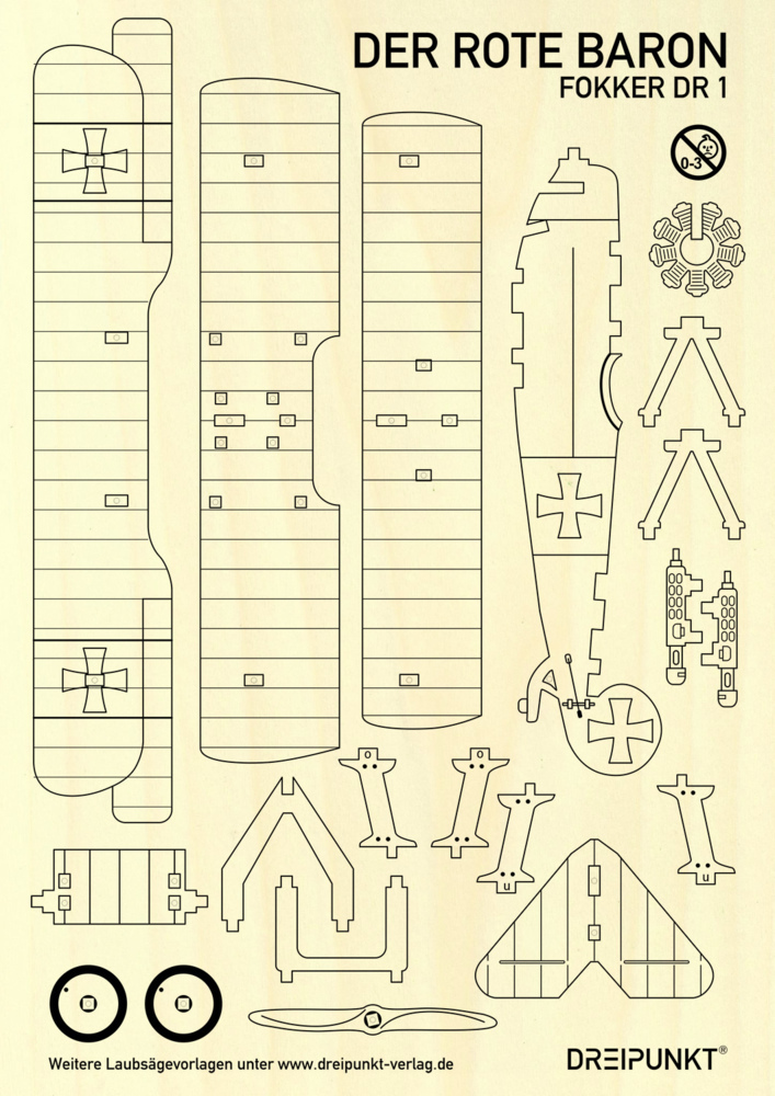 Bild: 4251241150689 | 3D Laubsägevorlage Der Rote Baron (Dreidecker Fokker DR 1) | GmbH