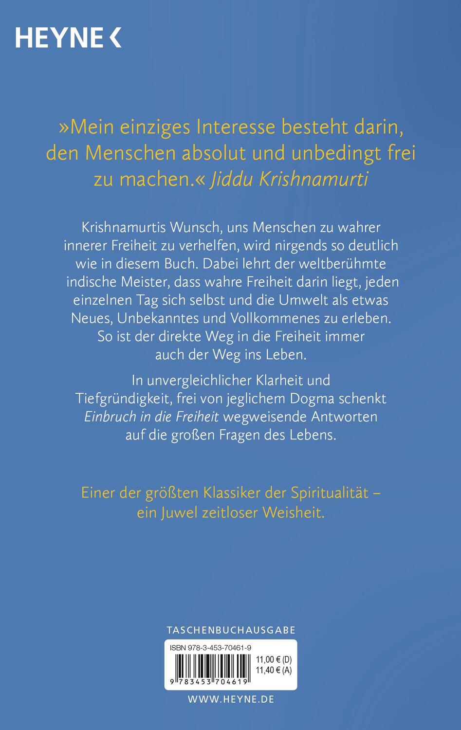 Bild: 9783453704619 | Einbruch in die Freiheit | Jiddu Krishnamurti | Taschenbuch | Deutsch