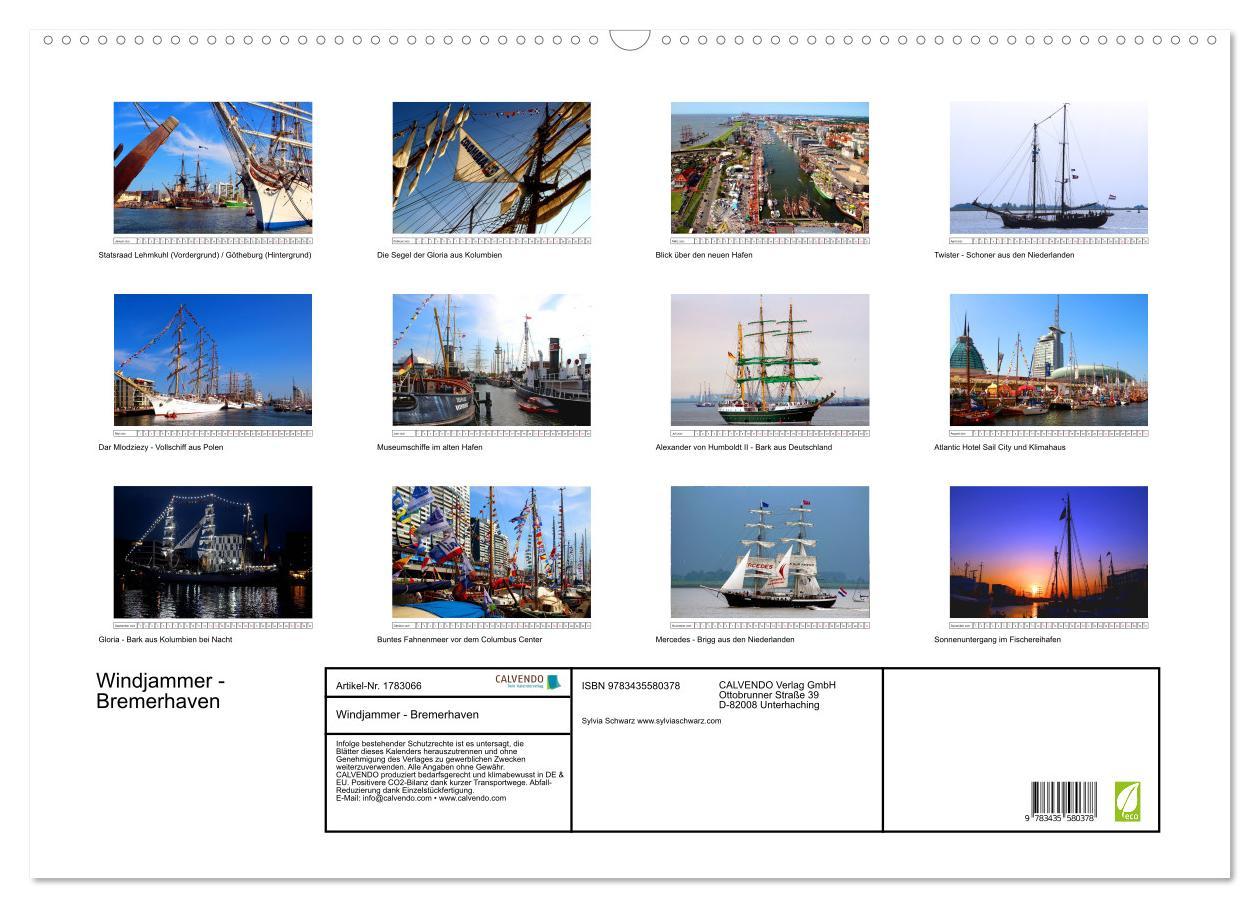 Bild: 9783435580378 | Windjammer - Bremerhaven (Wandkalender 2025 DIN A2 quer), CALVENDO...