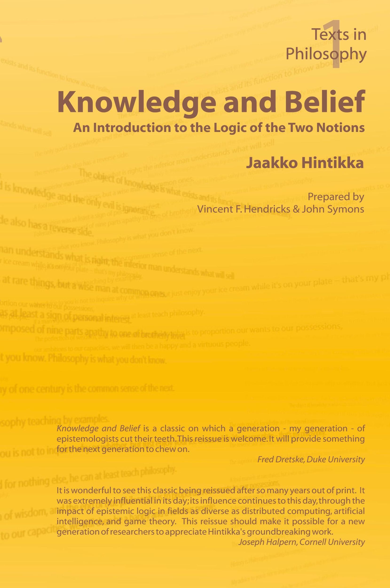 Cover: 9781904987086 | Knowledge and Belief - An Introduction to the Logic of the Two Notions