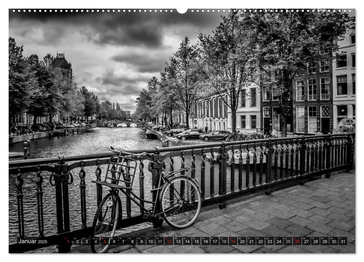 Bild: 9783435582198 | AMSTERDAM Stadtherz in Monochrom (Wandkalender 2025 DIN A2 quer),...