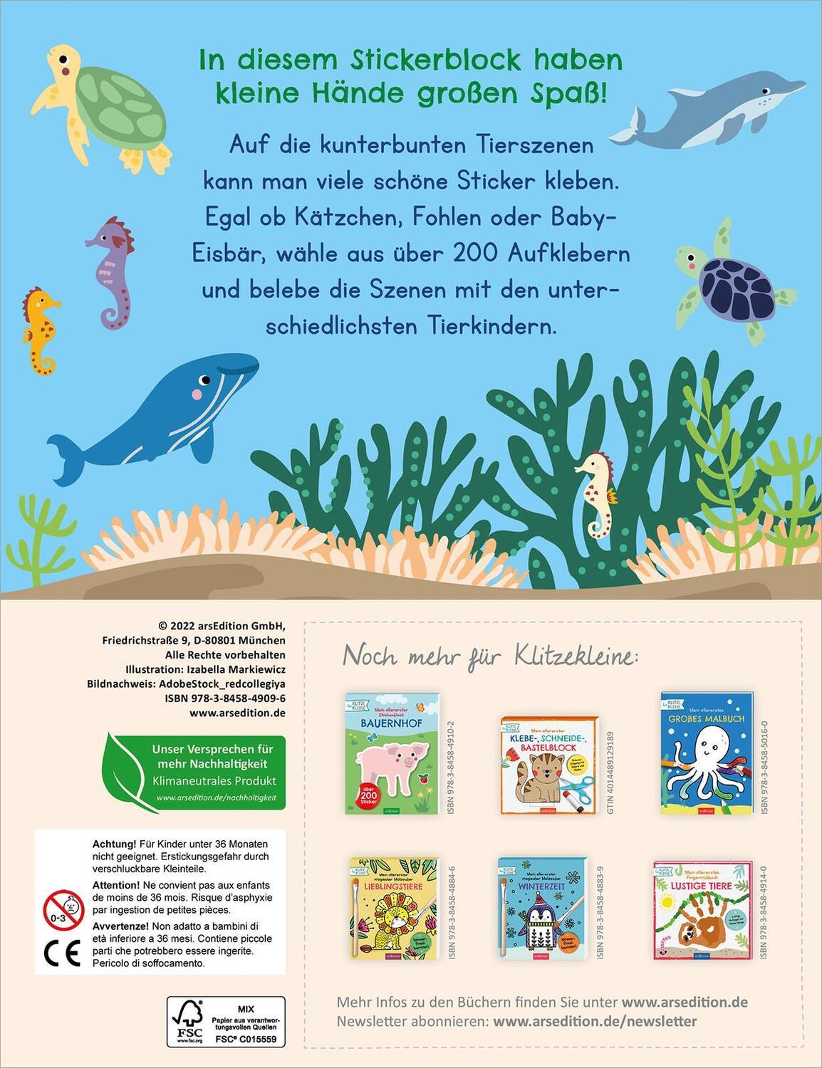 Rückseite: 9783845849096 | Mein allererster Stickerblock - Tierkinder | Über 200 Sticker | Buch