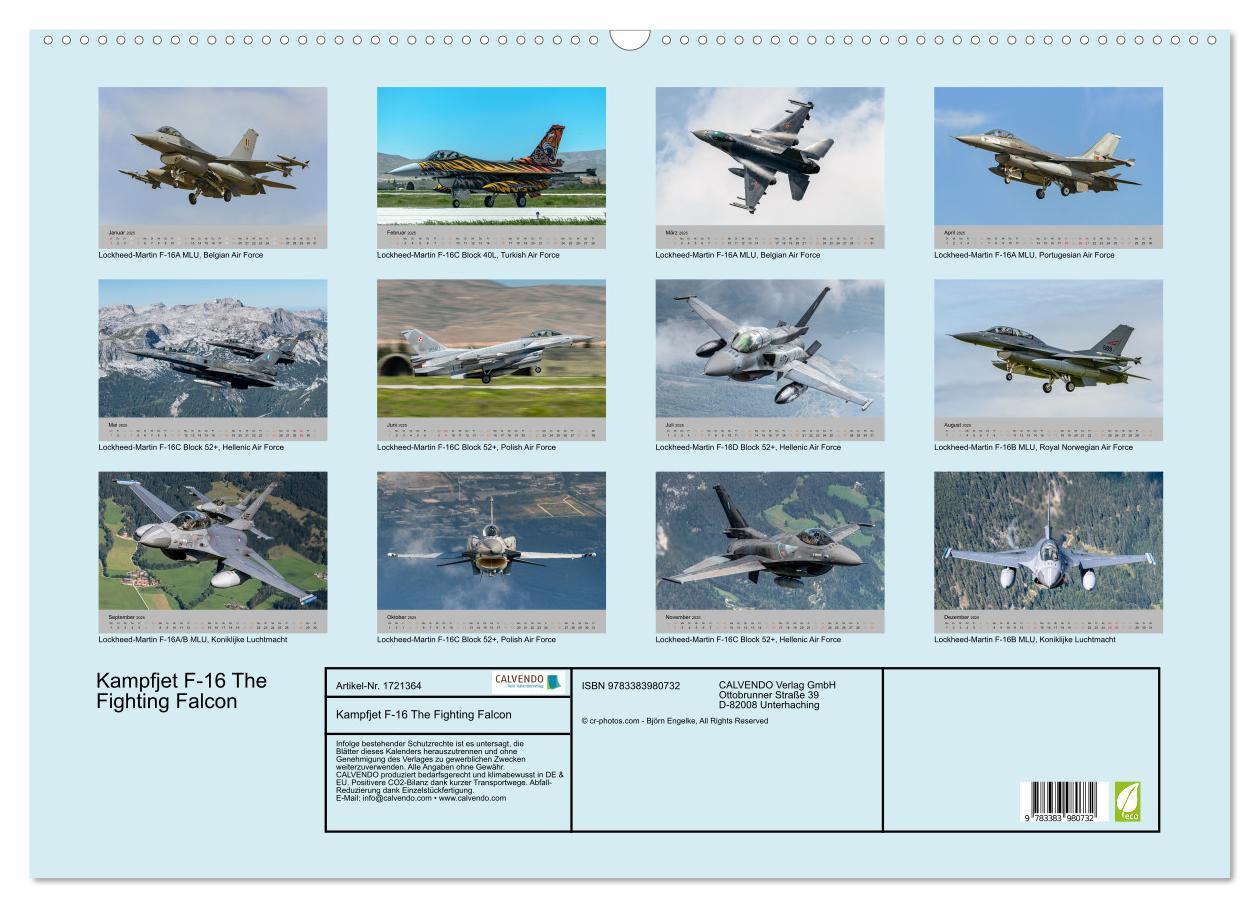 Bild: 9783383980732 | Kampfjet F-16 The Fighting Falcon (Wandkalender 2025 DIN A2 quer),...