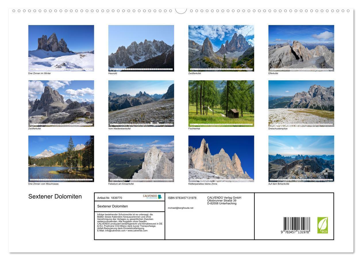 Bild: 9783457131978 | Sextener Dolomiten (hochwertiger Premium Wandkalender 2025 DIN A2...