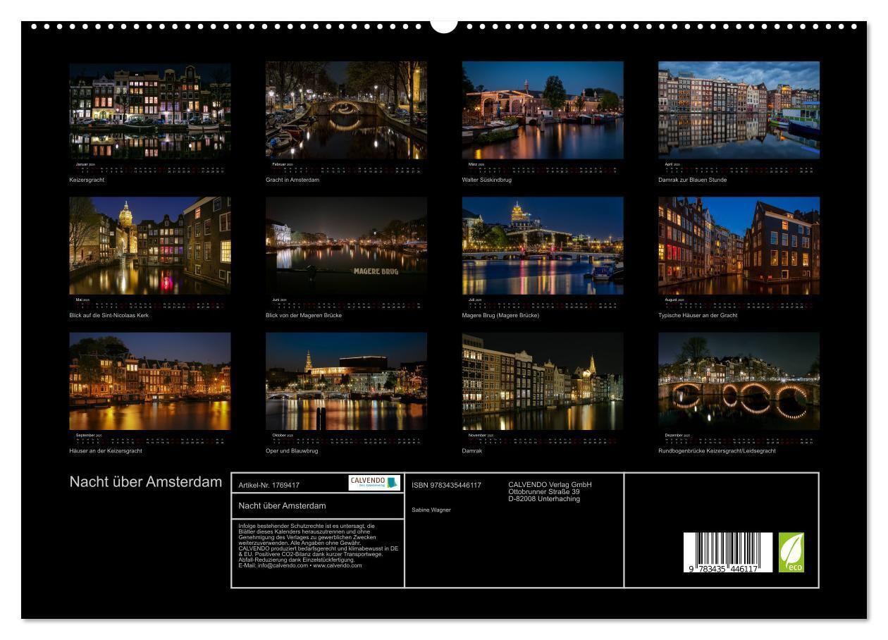 Bild: 9783435446117 | Nacht über Amsterdam (hochwertiger Premium Wandkalender 2025 DIN A2...