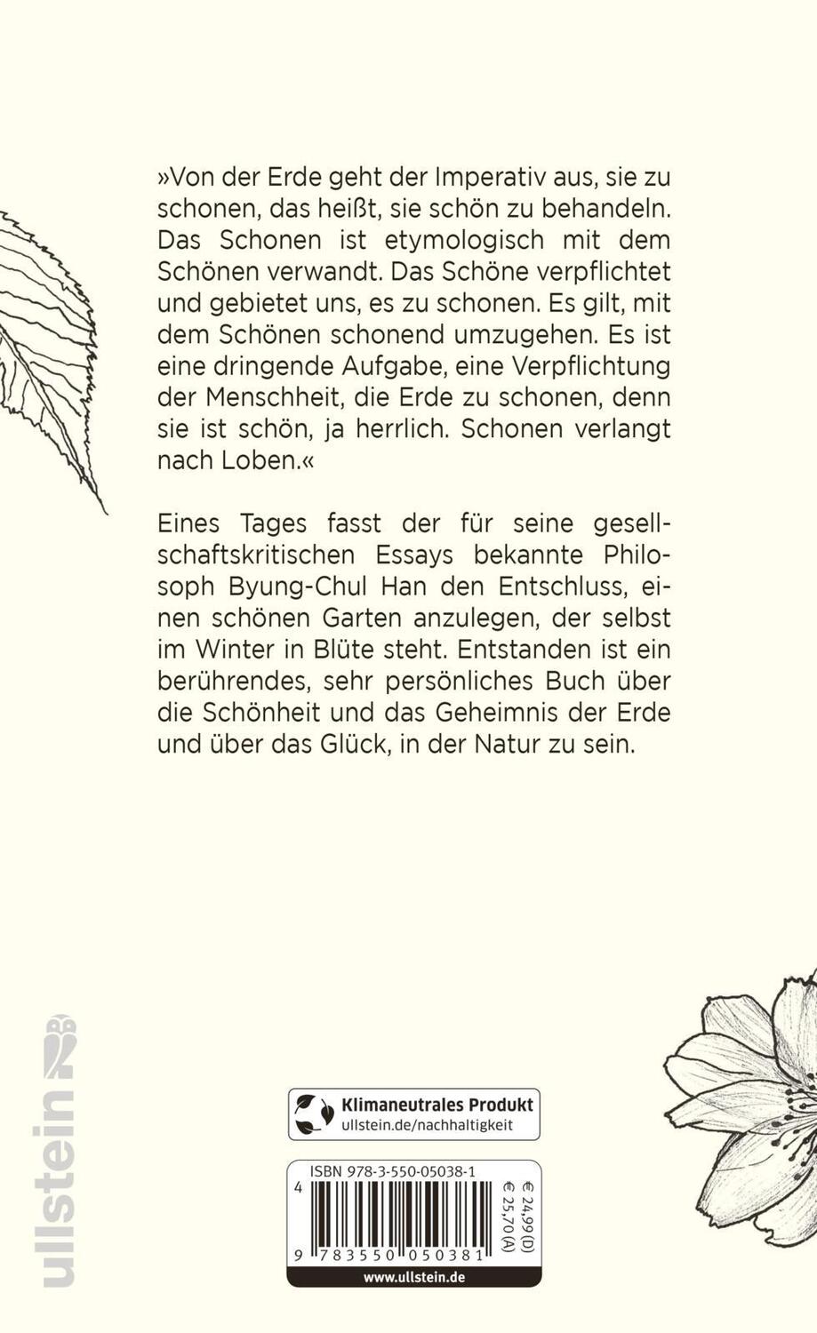 Rückseite: 9783550050381 | Lob der Erde | Eine Reise in den Garten | Byung-Chul Han | Buch | 2018