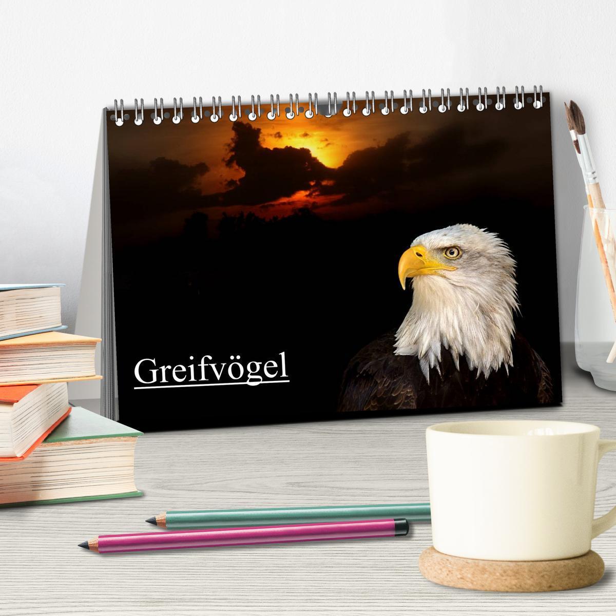 Bild: 9783435808700 | Greifvögel (Tischkalender 2025 DIN A5 quer), CALVENDO Monatskalender