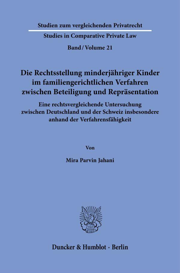 Cover: 9783428190348 | Die Rechtsstellung minderjähriger Kinder im familiengerichtlichen...