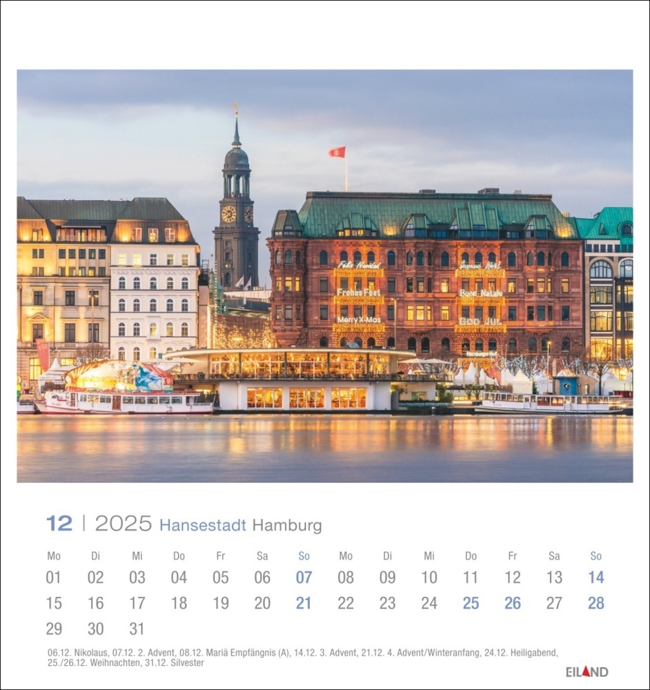 Bild: 9783964023261 | Hansestadt Hamburg Postkartenkalender 2025 | Kalender | Spiralbindung