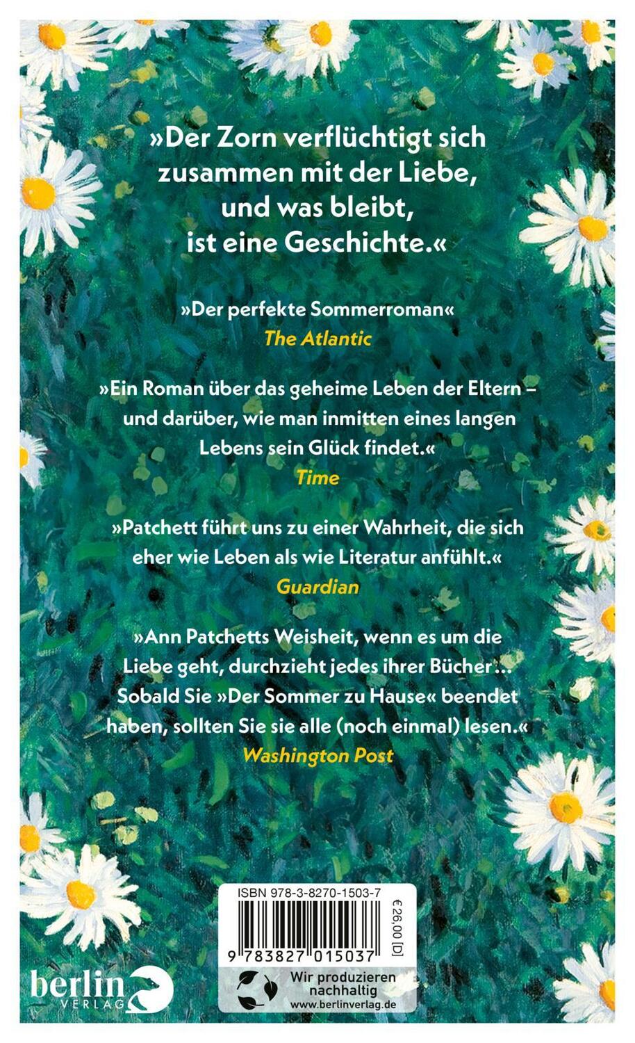 Rückseite: 9783827015037 | Der Sommer zu Hause | Roman New York Times Bestseller #1 | Patchett