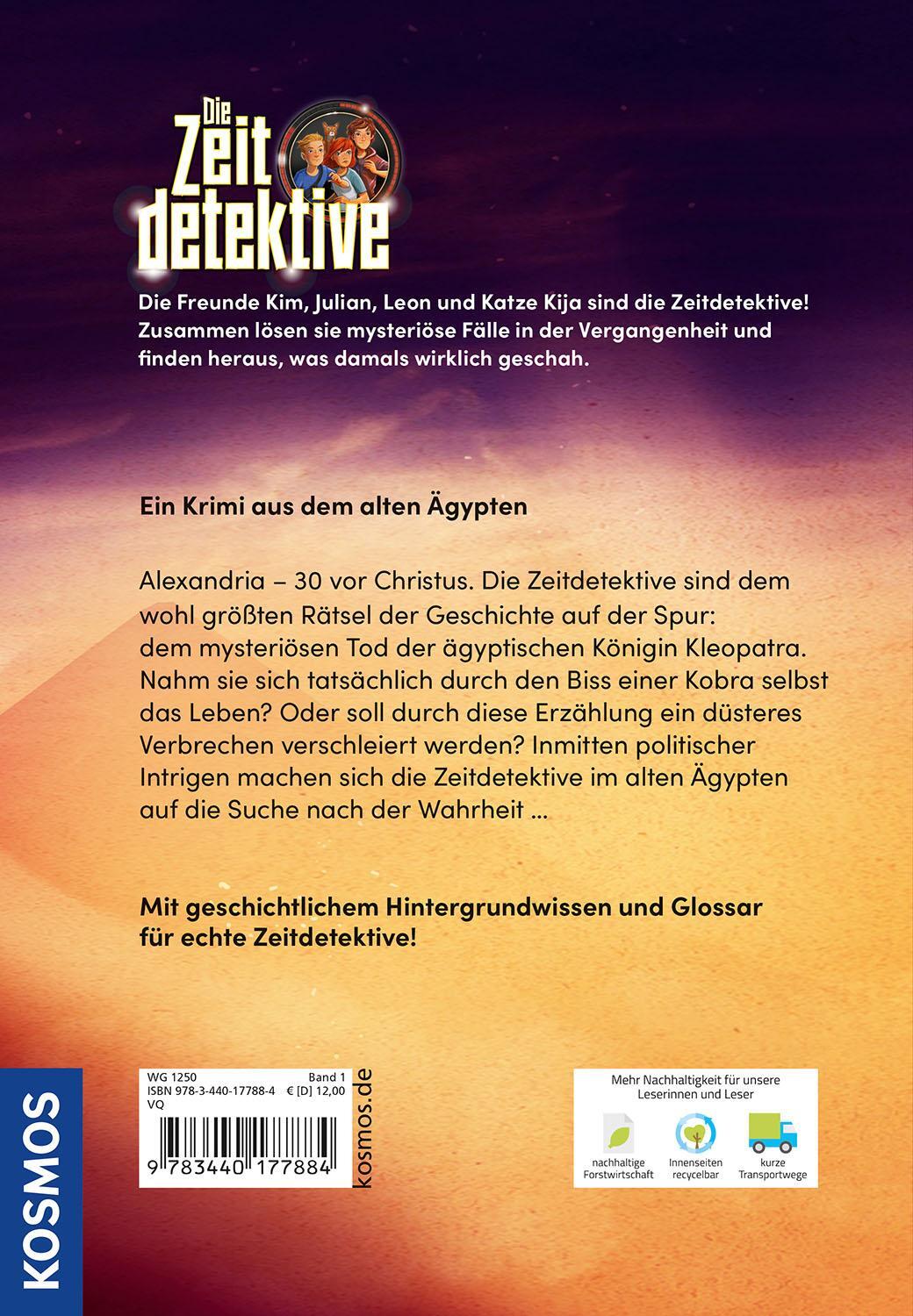 Rückseite: 9783440177884 | Die Zeitdetektive, 1, Kleopatra und der Biss der Kobra | Fabian Lenk