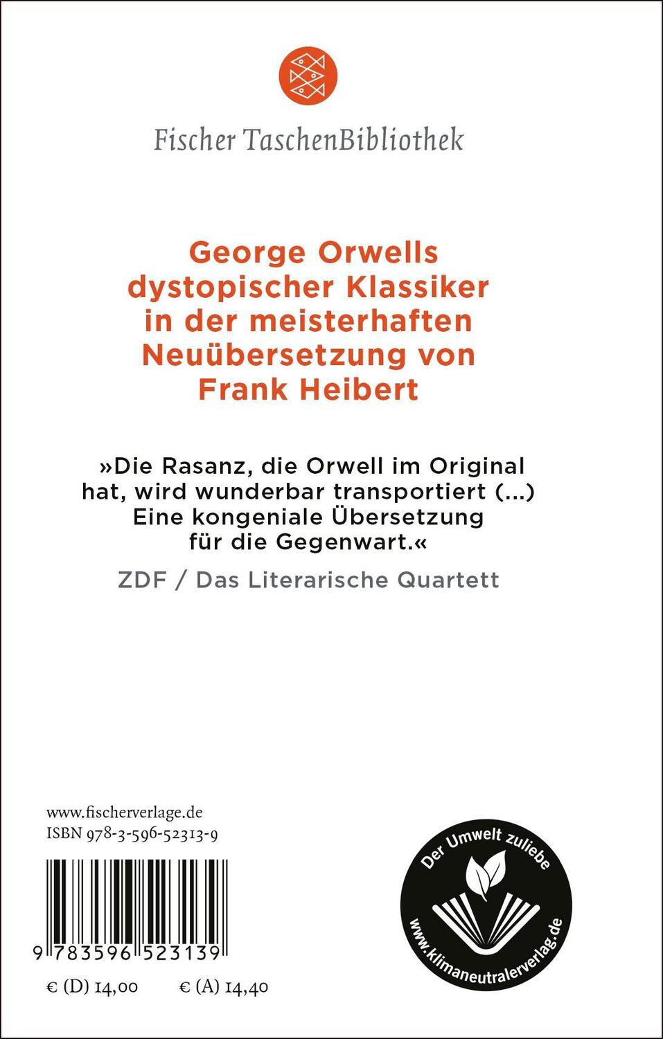 Rückseite: 9783596523139 | 1984 | Roman | George Orwell | Buch | Fischer TaschenBibliothek | 2022