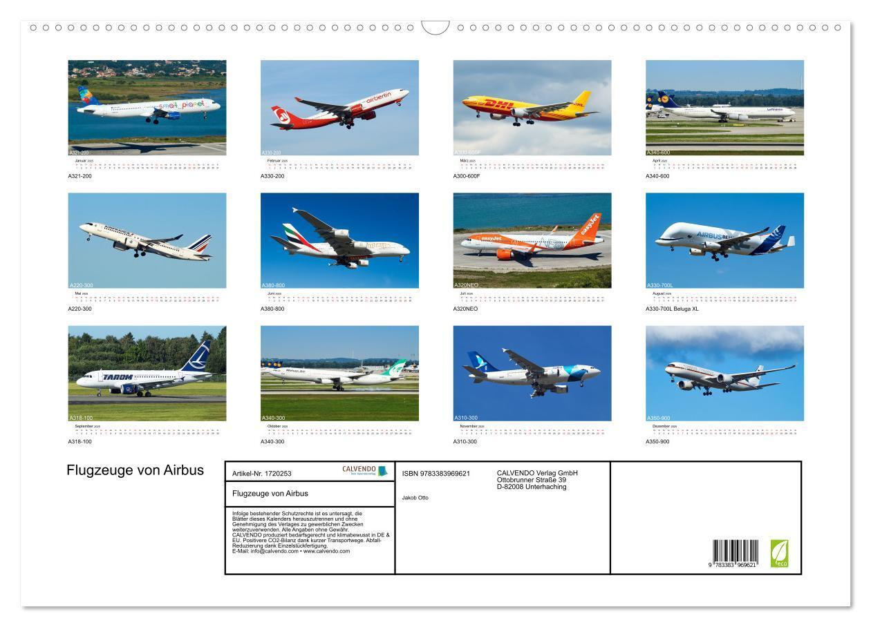 Bild: 9783383969621 | Flugzeuge von Airbus (Wandkalender 2025 DIN A2 quer), CALVENDO...