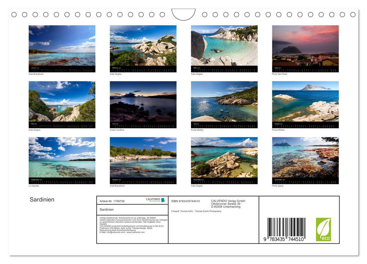 Bild: 9783435744510 | Sardinien (Wandkalender 2025 DIN A4 quer), CALVENDO Monatskalender