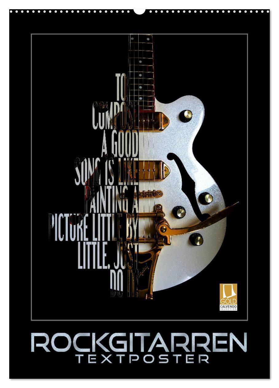 Cover: 9783435988051 | Rockgitarren Textposter (Wandkalender 2025 DIN A2 hoch), CALVENDO...