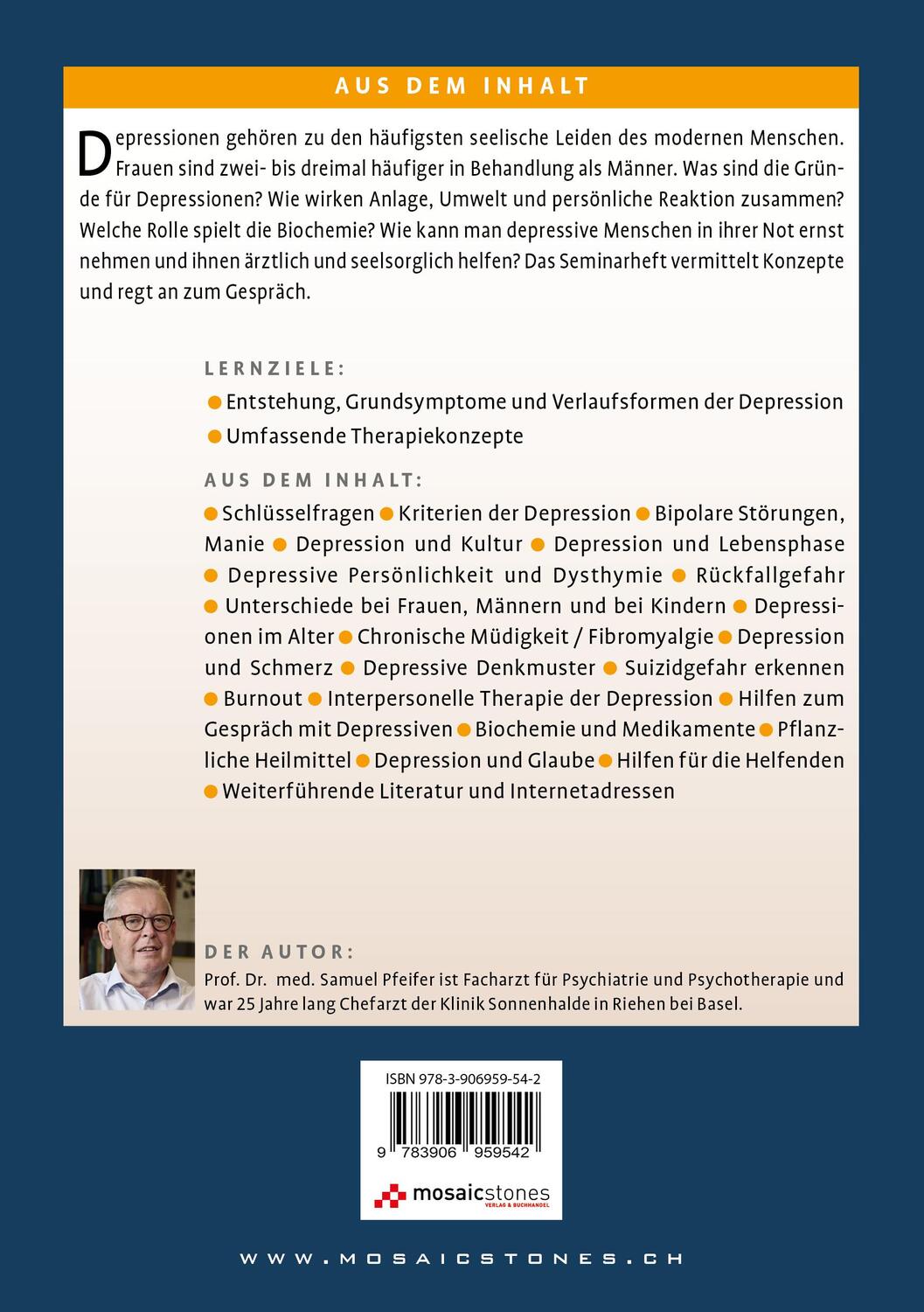 Rückseite: 9783906959542 | Depression | Samuel Pfeifer | Taschenbuch | Deutsch | 2022