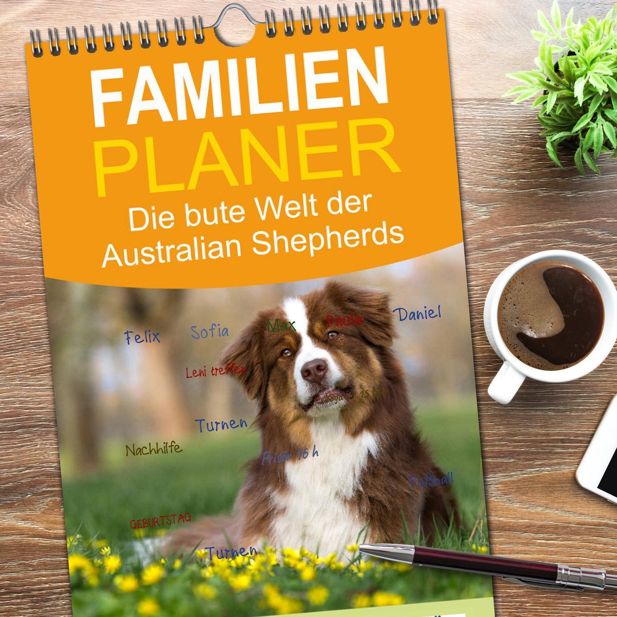 Bild: 9783457114483 | Familienplaner 2025 - DIE BUNTE WELT DER AUSTRALIAN SHEPHERDS mit 5...