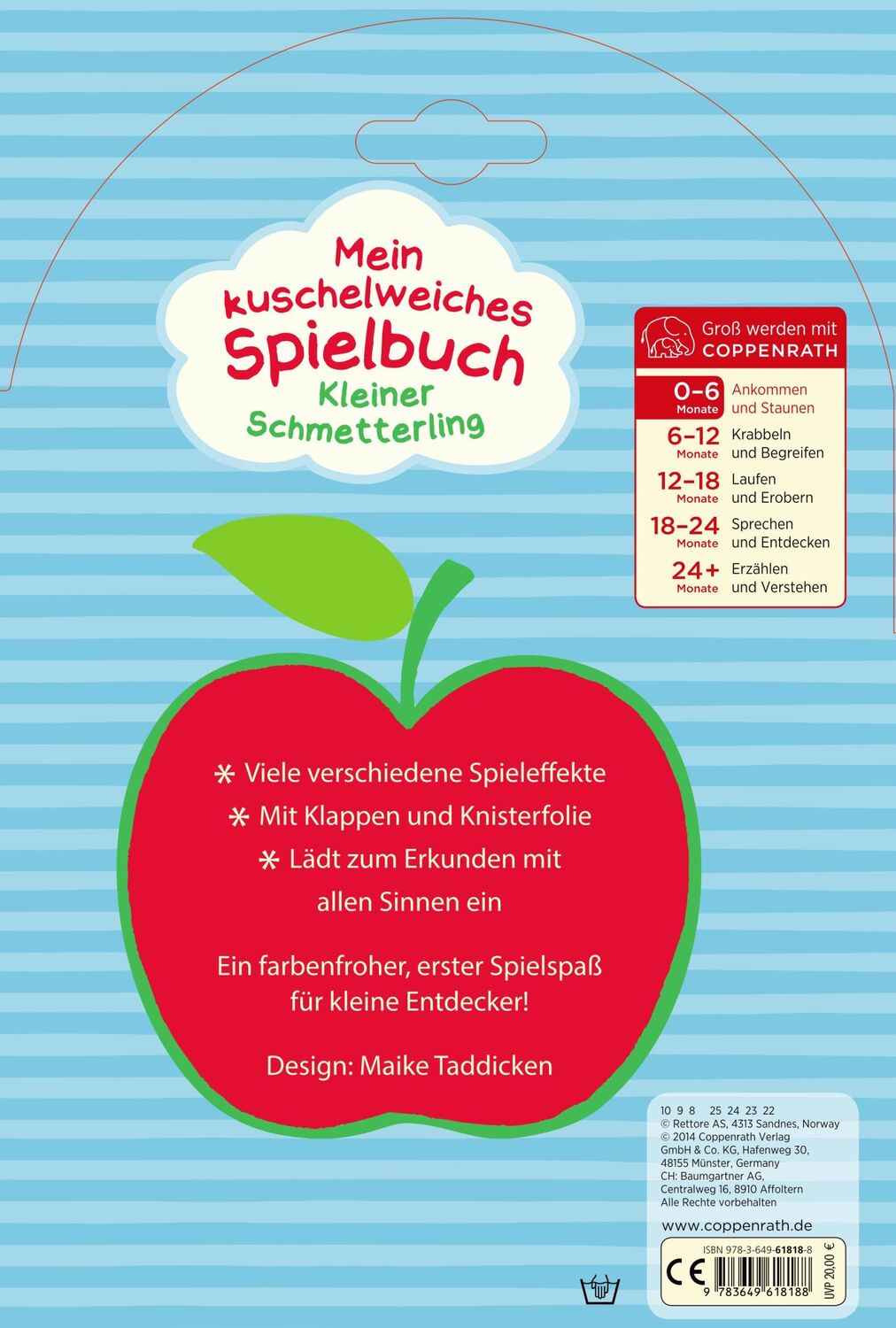 Rückseite: 9783649618188 | Mein kuschelweiches Spielbuch. Kleiner Schmetterling | Ab 3 Monate