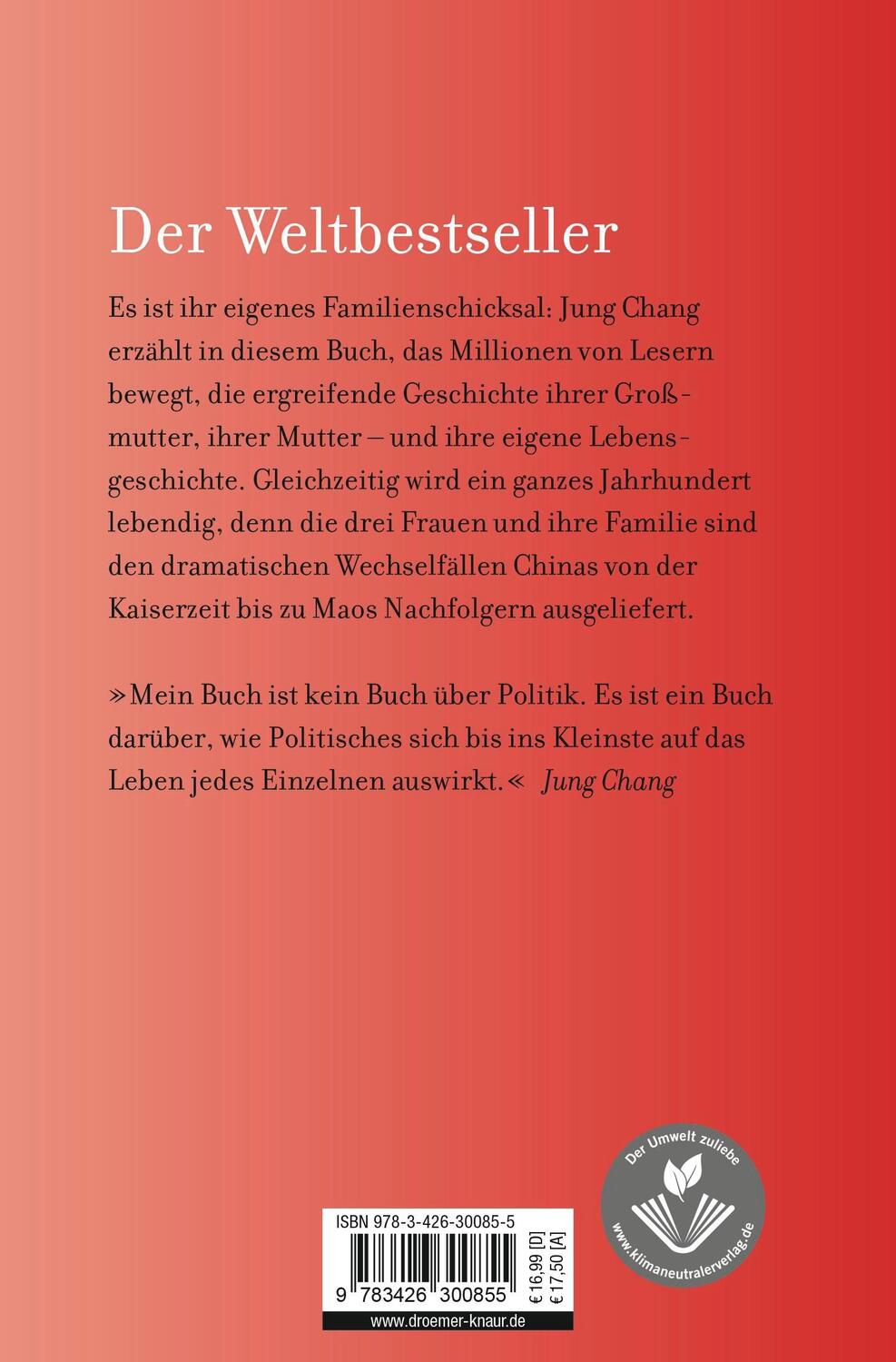 Rückseite: 9783426300855 | Wilde Schwäne | Die Frauen meiner Familie | Jung Chang | Taschenbuch