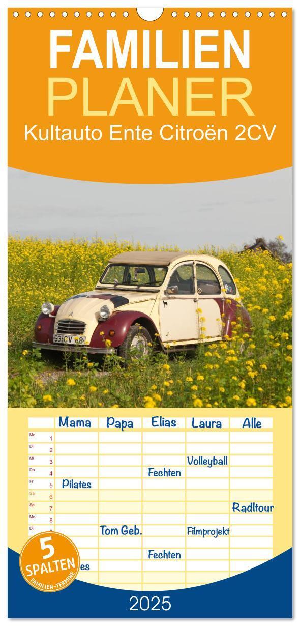 Cover: 9783457123522 | Familienplaner 2025 - Kultauto Ente Citroën 2CV mit 5 Spalten...