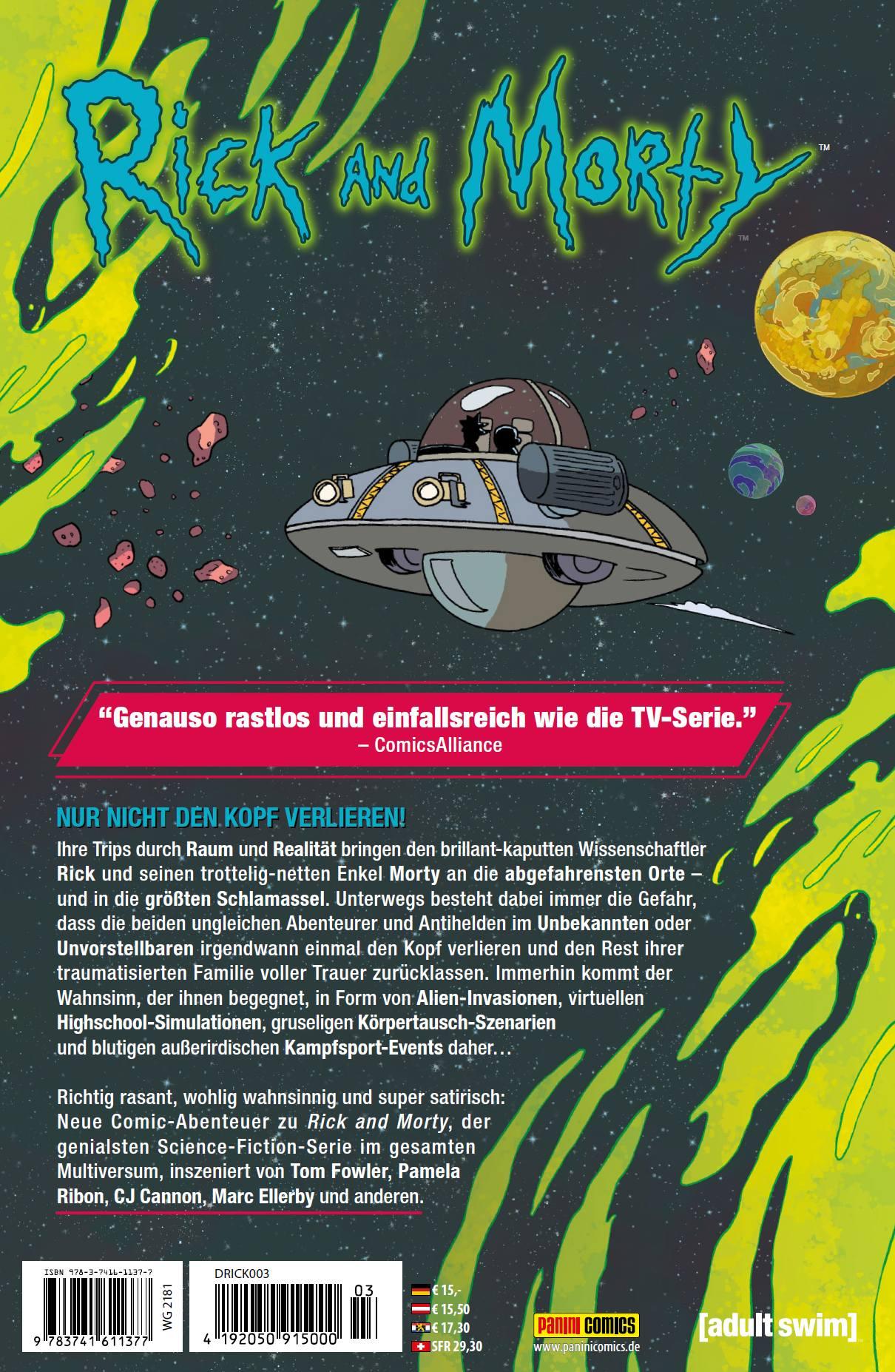 Rückseite: 9783741611377 | Rick and Morty | Bd. 3 | Tom Fowler (u. a.) | Taschenbuch | 128 S.